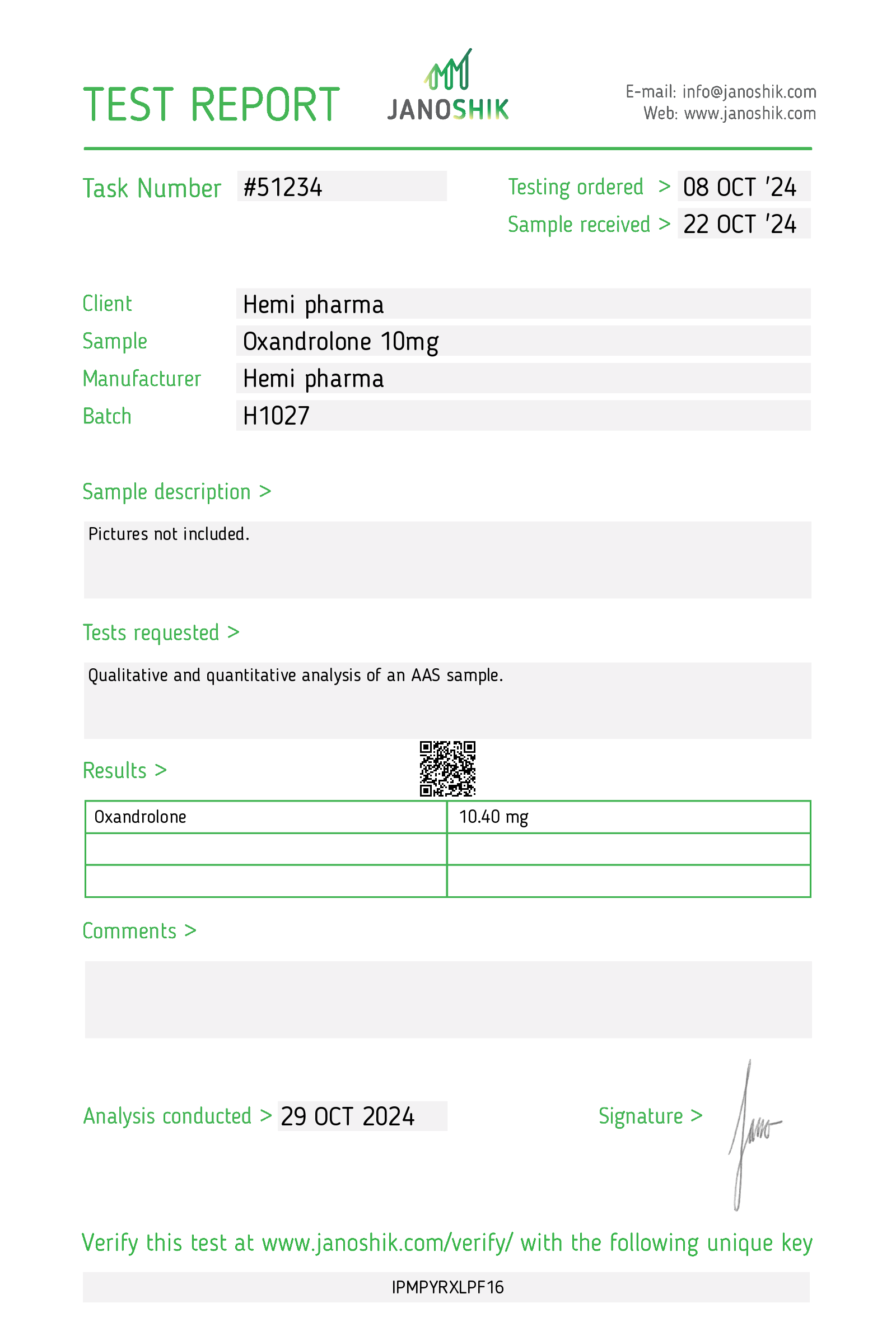 Hemipharma Oxandrolone 10mg Tablets Report