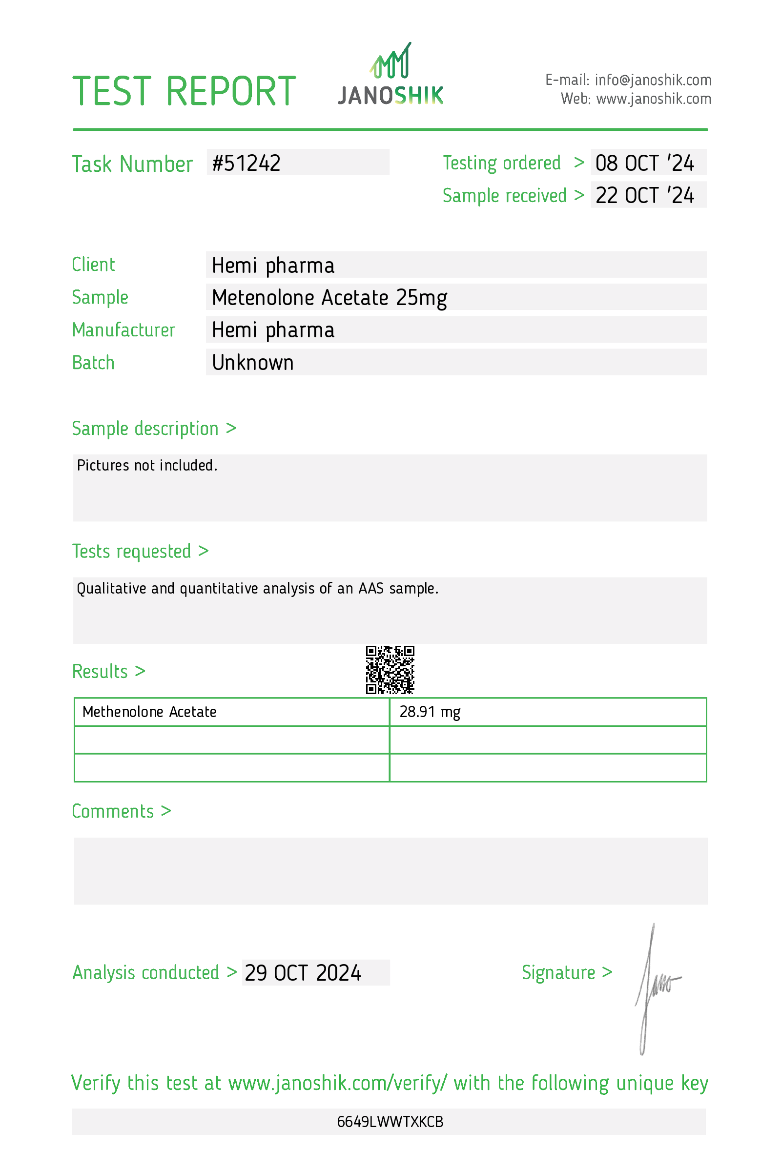 Hemipharma Metenolone Acetate 25mg Tablets Report