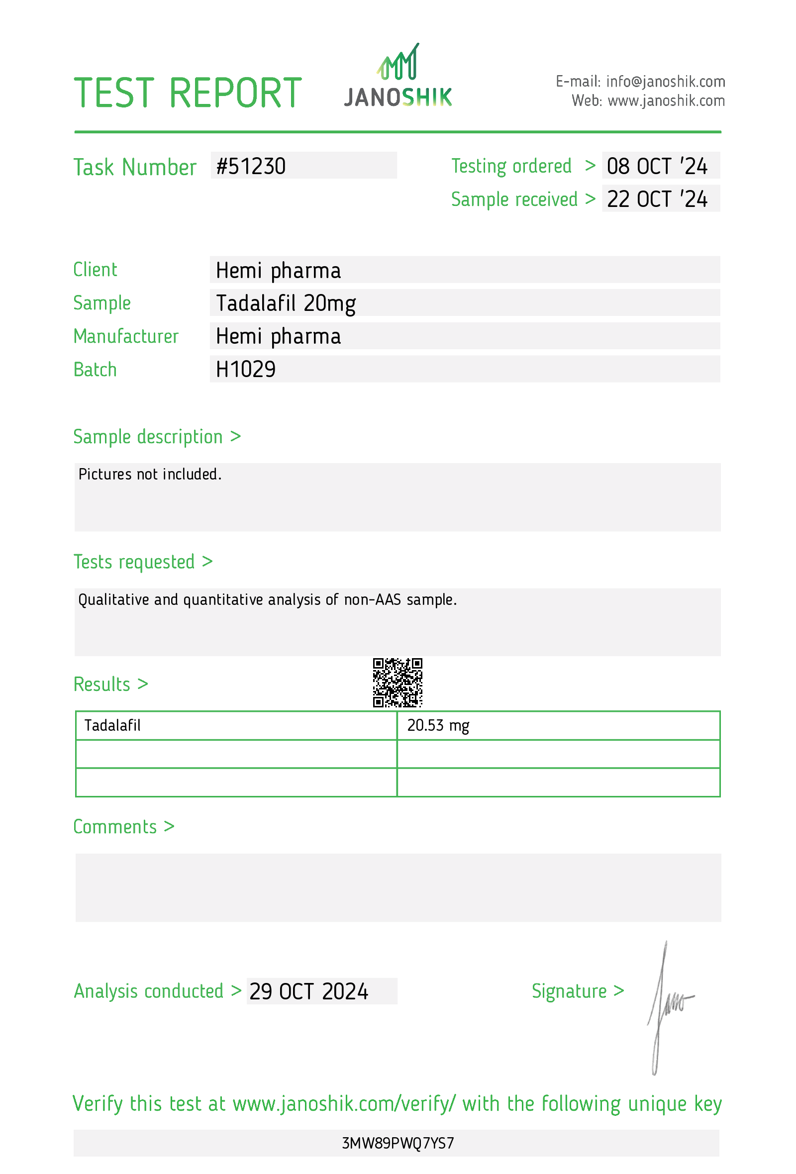 Hemipharma Tadalafil 20mg Tablets Report