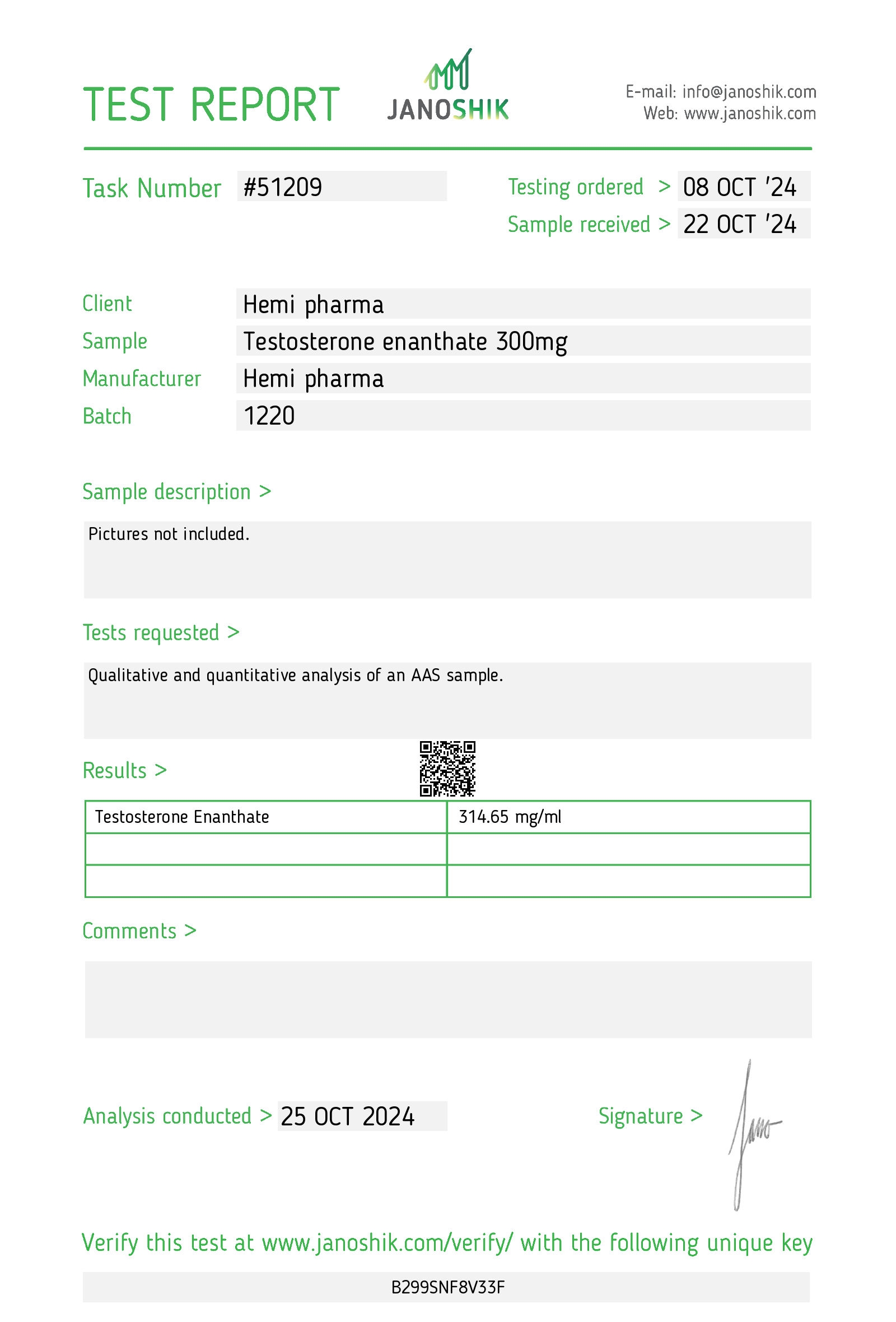 Hemipharma Testosterone Enanthate 300mg