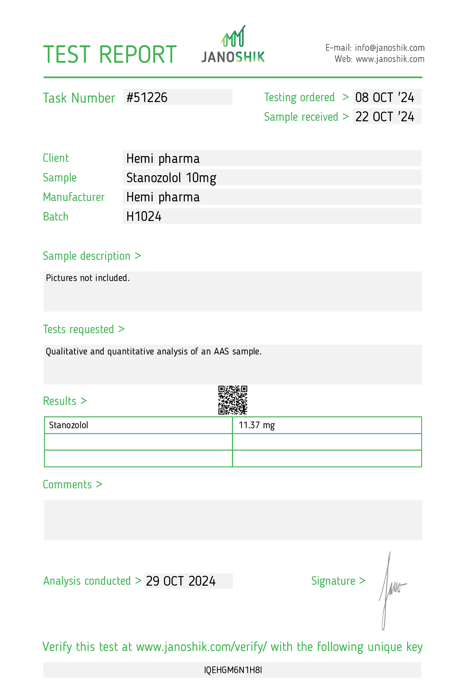 Hemipharma Stanozolol 10mg Tablets Report